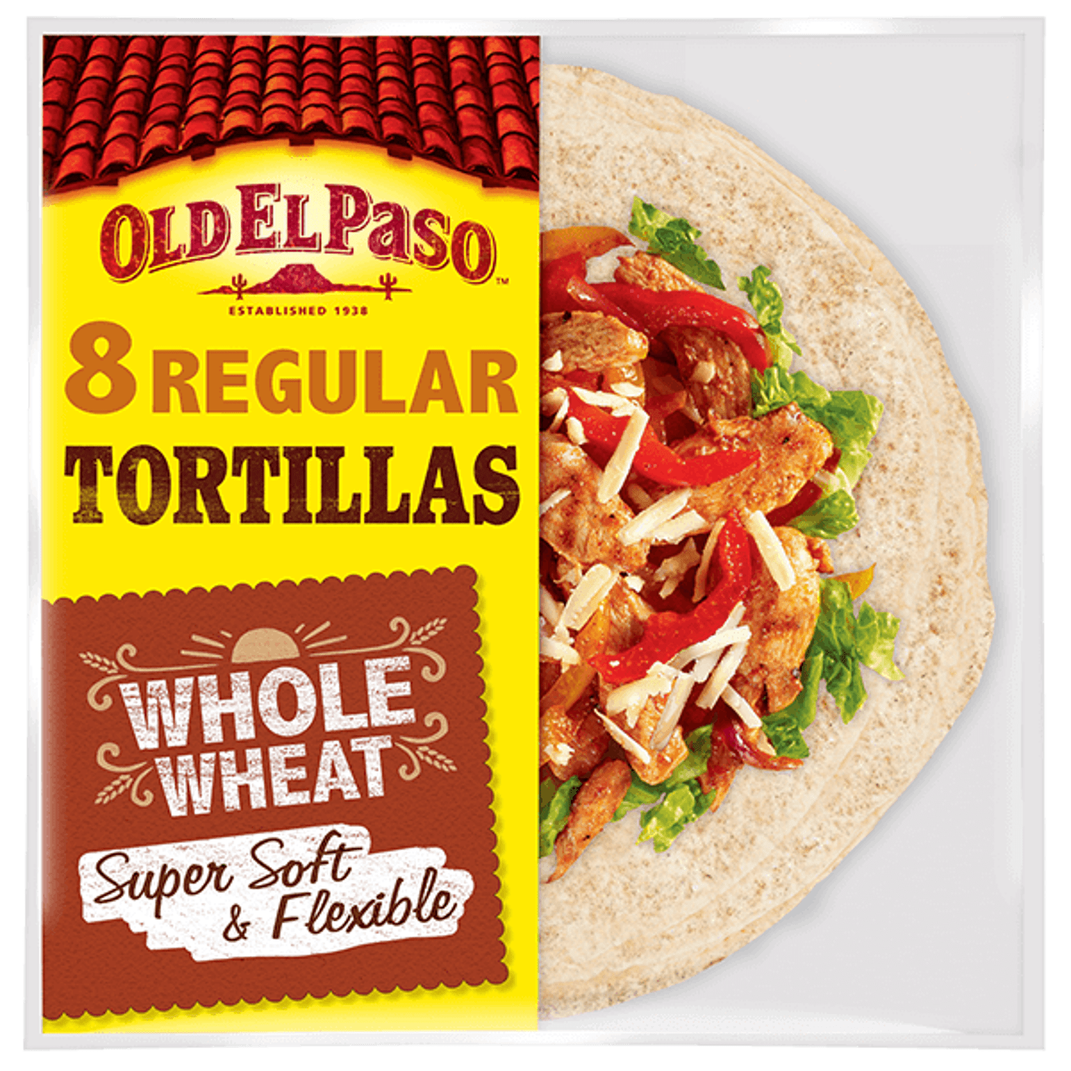 pack of Old El Paso's 8 regular whole wheat tortillas (326g)
